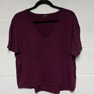 Zobha Deep Burgundy V-Neck Tee